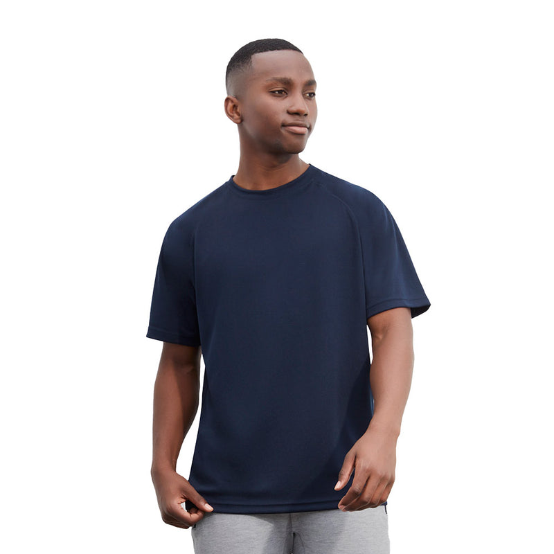 Load image into Gallery viewer, Biz Mens Sprint Short Sleeve Tee featuring a crew neck and durable flat lock raglan armholes, crafted from breathable, quick-drying BIZ COOL™ polyester, ideal for active use in various settings.