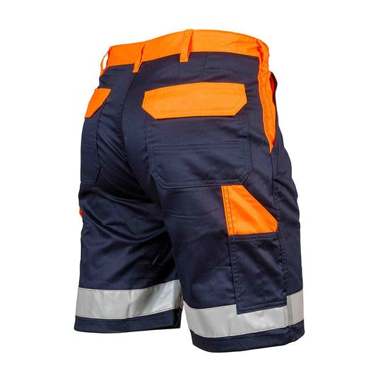 Westpeak Hi Vis Lightweight Stretch Shorts featuring durable 200gsm fabric, triple stitching, multiple pockets including a cargo pocket, hi-vis panels for visibility, and a shorter, comfortable design ideal for safety-conscious work environments.