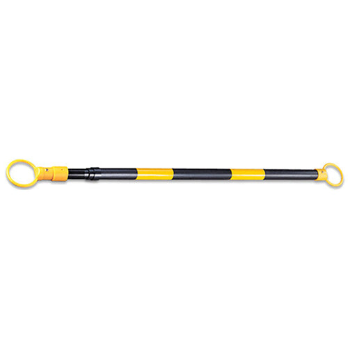 Retractable Cone Bar: A lightweight, portable barrier system ideal for temporary pedestrian and hazard separation, featuring yellow reflective tape and hooks for easy cone attachment, extending from 1.3m to 2.2m.