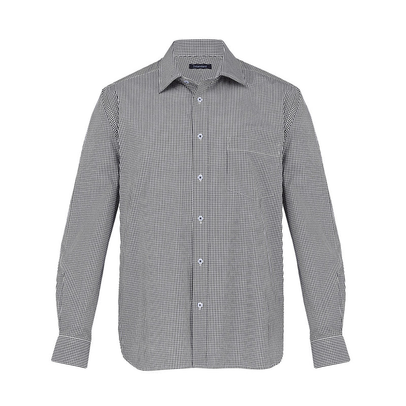 Load image into Gallery viewer, The Kingston Check Long Sleeve Shirt, featuring a classic black and white gingham pattern, tailored fit, fashion collar, and single chest pocket, ideal for workplace or casual settings.