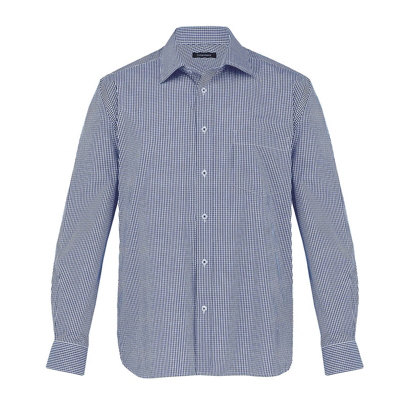 Load image into Gallery viewer, The Kingston Check Long Sleeve Shirt features a checkered pattern, tapered fit, and fashion collar, perfect for both casual and workplace settings. It includes a chest pocket and adjustable cuffs with mitered corners.
