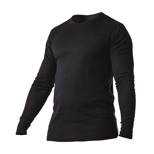 Trekz Thermal Long Sleeve Shirt, a sleek black long-sleeved top designed for optimal warmth and comfort, ideal for layering during winter, available at Active Safety, New Zealand's leading safety and workwear store.