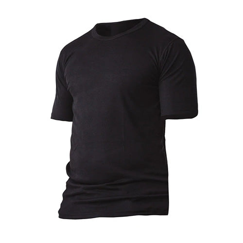 Trekz Thermal Short Sleeve Shirt, showcased on a man, designed for moisture control and temperature maintenance, made from lightweight hollow fibre polyester, ideal for pairing with Trekz thermal leggings.