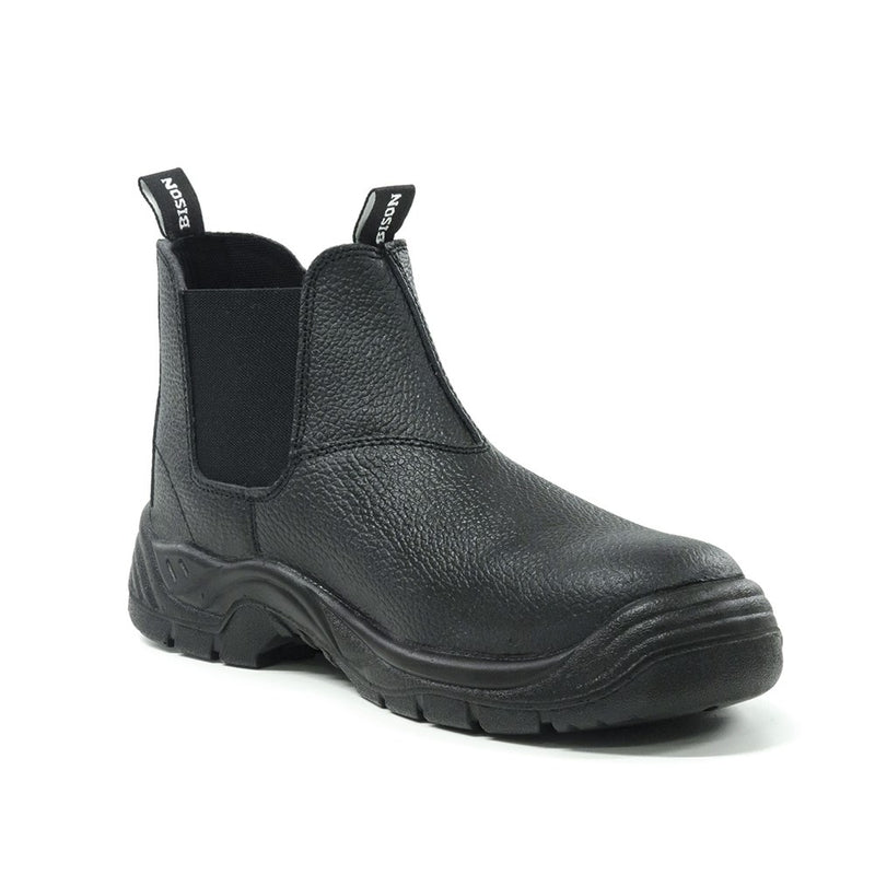 Load image into Gallery viewer, Bison Trade Slip On Safety Boots feature a sleek design with a steel toe cap, oil-resistant anti-slip sole, and breathable moisture-wicking lining, providing comfort and superior traction for workplace safety.