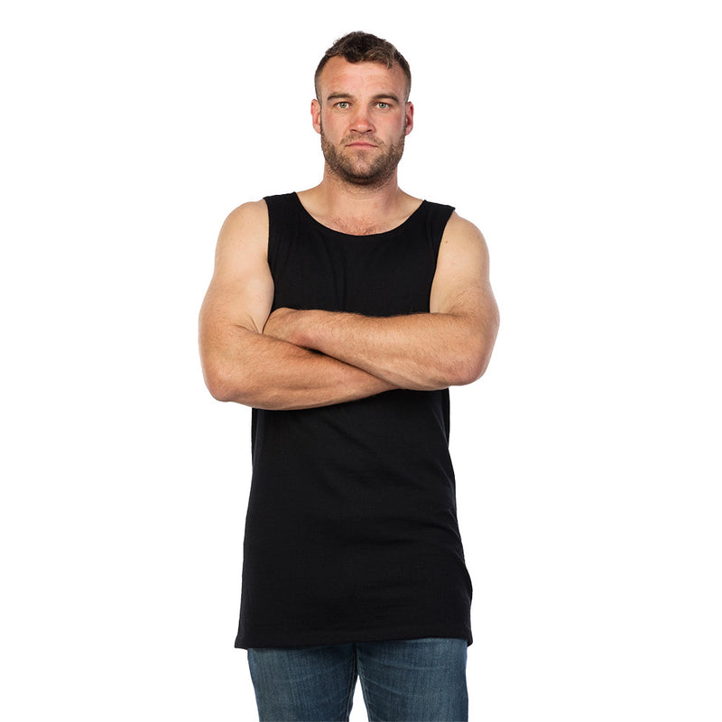 Load image into Gallery viewer, MKM Active Shearers Pure Wool Singlet, Black, crafted from 100% Merino wool, features a longer body for coverage and flexibility, ideal for demanding work environments, embodying Active Safety's commitment to quality workwear.