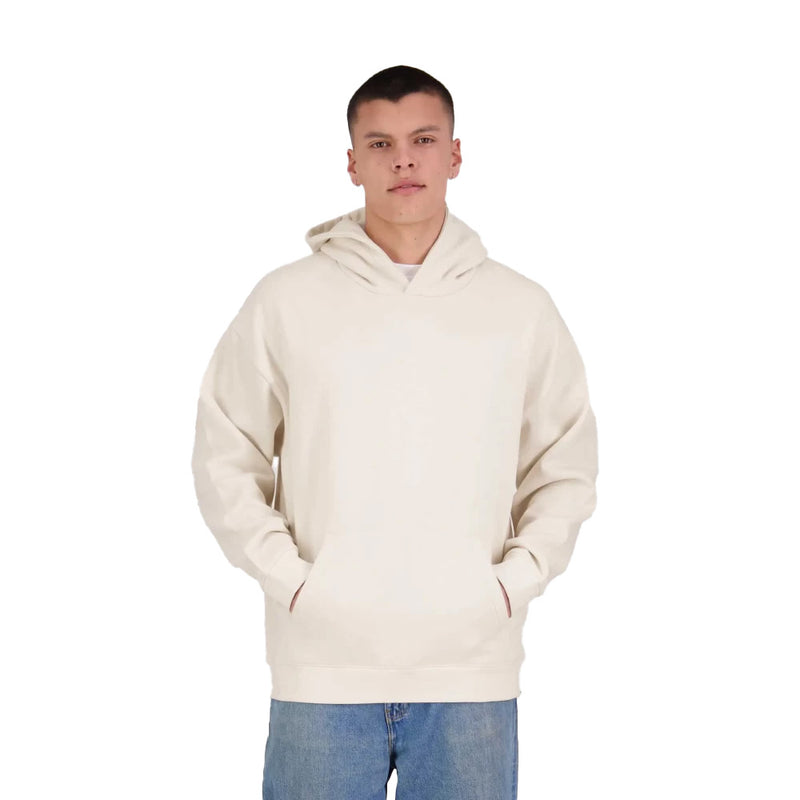 Load image into Gallery viewer, Unplugged Pullover Hoodie 300gsm features a minimalist design with no drawcord, streamlined seams, and a box fit, ideal for showcasing artwork. Crafted from a durable cotton-recycled polyester blend for lasting wear.