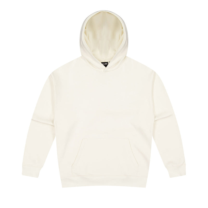Load image into Gallery viewer, Unplugged Pullover Hoodie 300gsm features a minimalist design with streamlined seam stitching and a box fit, ideal for showcasing artwork. Made from durable, soft 80% cotton and 20% recycled polyester fabric.