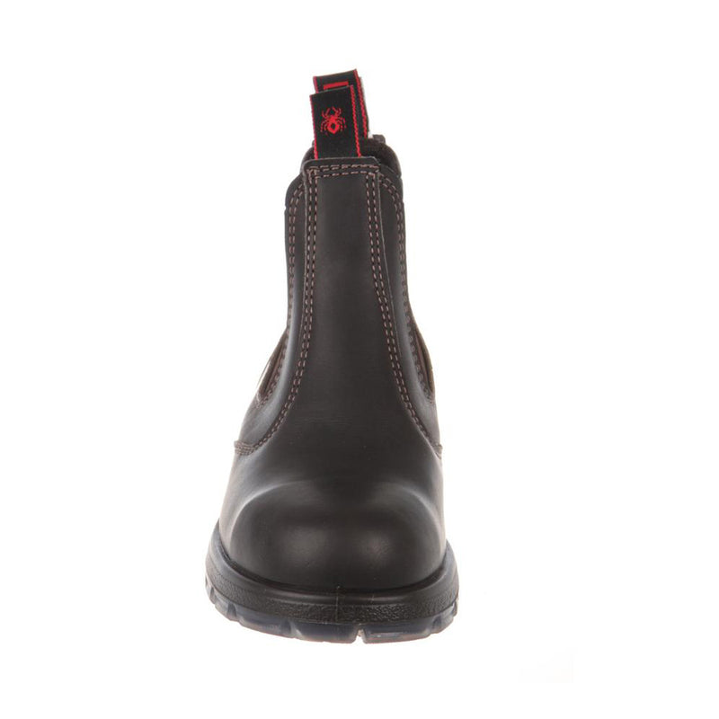 Load image into Gallery viewer, Redback Bobcat Safety Boots, slip-on with elastic sides, feature premium full grain New Zealand leather, wide fitting, steel toe cap, and advanced shock absorption, perfect for workplace safety and comfort.