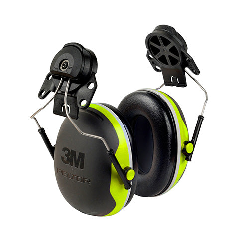 3M Peltor X4P3G/E Hard Hat Earmuff Class 5 with streamlined design features soft foam ear cushions and an insulated headband, ideal for moderate-to-high noise protection in industrial settings.