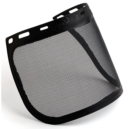 Pro Choice Mesh Visor shown in black mesh, designed for chainsaw and mowing safety. Made of high-quality stainless steel, it fits Pro Choice browguards, ideal for workplace protection.