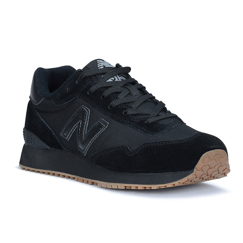 Load image into Gallery viewer, New Balance 515 SR Women's Non-Safety Shoe, Black, showcasing a sleek design with a brown sole, ideal for work with its slip-resistant outsole and lightweight cushioning. Perfect for long shifts.