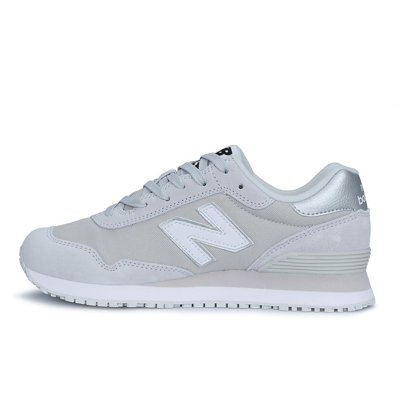 Load image into Gallery viewer, New Balance 515 SR Women's Non-Safety Shoe, Grey, showcases a sleek design with a water-resistant oxford upper, reinforced suede leather, and slip-resistant rubber outsole, ideal for enduring long work shifts.