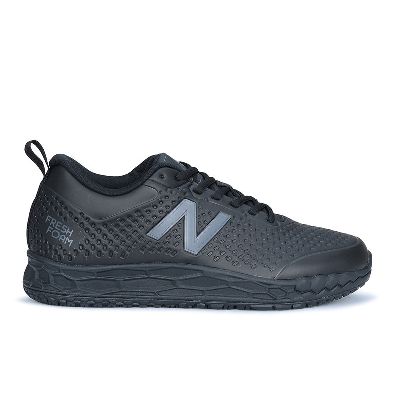 Load image into Gallery viewer, New Balance 906 SR Women's Non-Safety Shoe, Black, featuring a sleek design with a slip-resistant outsole, Fresh Foam midsole, and Ortholite innersole, ideal for workplace performance and comfort.