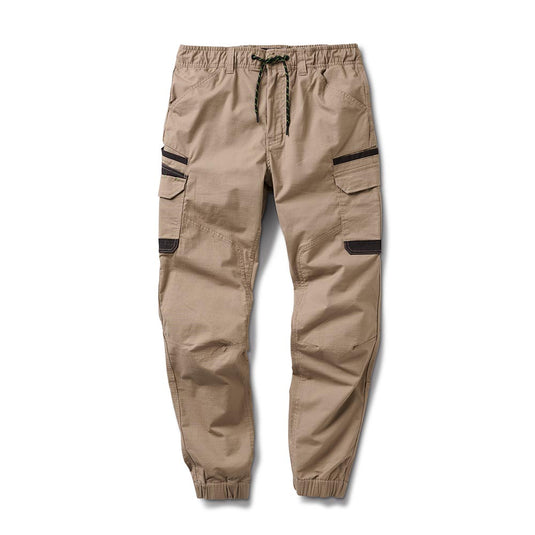 FXD WP-12 Elastic Waist Stretch Ripstop Work Pant (Cuffed) features durable cargo-style design with elastic cuffs, adjustable drawstring waistband, multiple pockets, and reinforced knee panels, ideal for active workplace environments.