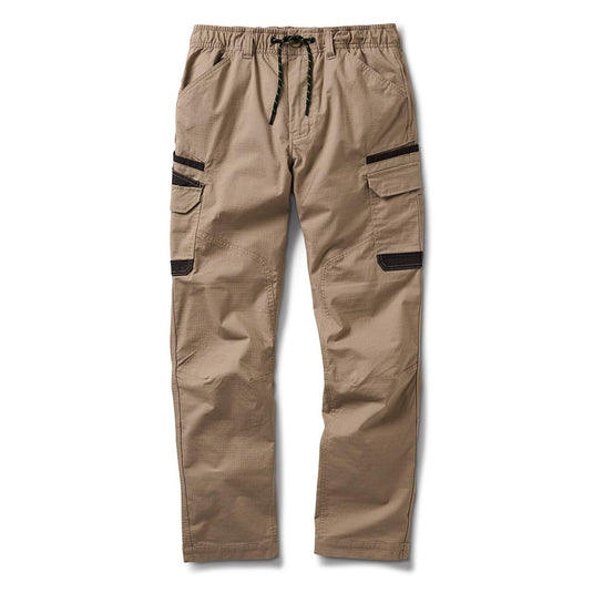 FXD WP-12 Elastic Waist Stretch Ripstop Work Pant features a drawstring waistband, slanted and cargo pockets, and knee darts, ideal for movement and comfort in demanding work environments.