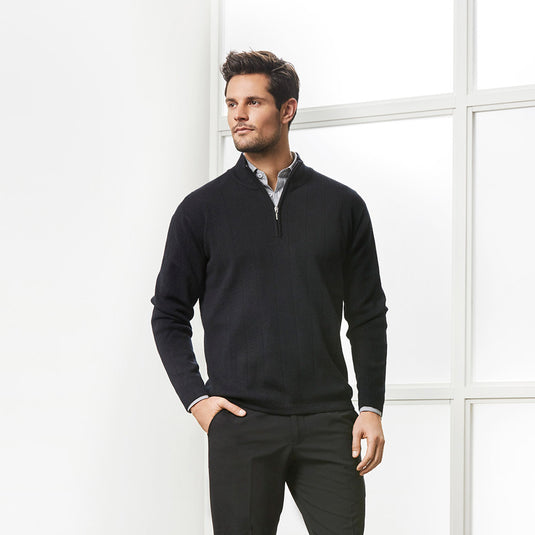 Biz 80/20 Wool Rich Pullover, a sleek, contemporary sweater made from 80% Merino wool, 20% acrylic, featuring a fully fashioned needle out knit and low pill design, ideal for professional settings.