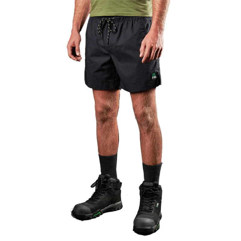 Load image into Gallery viewer, FXD WS-4 Elastic Waist Work Short made from stretch ripstop showcasing a comfort stretch waistband, concealed zip pocket, and reinforced gusset, ideal for active safety and workplace reliability.