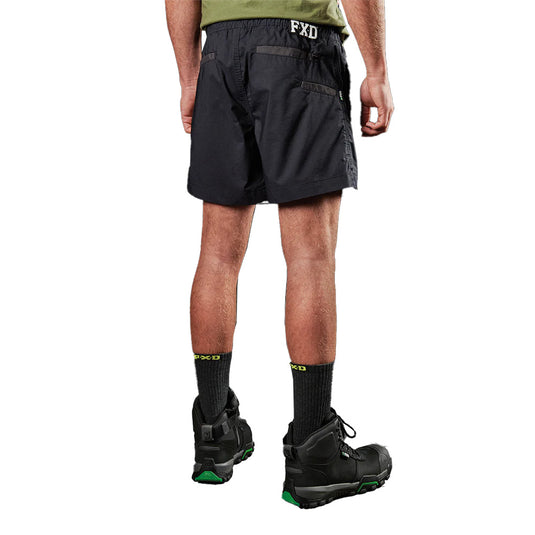 FXD WS-4 Elastic Waist Work Short, featuring a comfort stretch waistband and concealed zip pocket, designed with recycled materials for durability and movement, ideal for active safety and work environments.