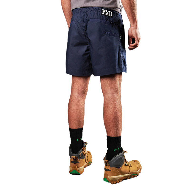 Load image into Gallery viewer, FXD WS-4 Elastic Waist Work Short features a comfort stretch waistband and a concealed YKK Vislon® zip pocket, designed with recycled materials for durability and flexibility, ideal for active work environments.