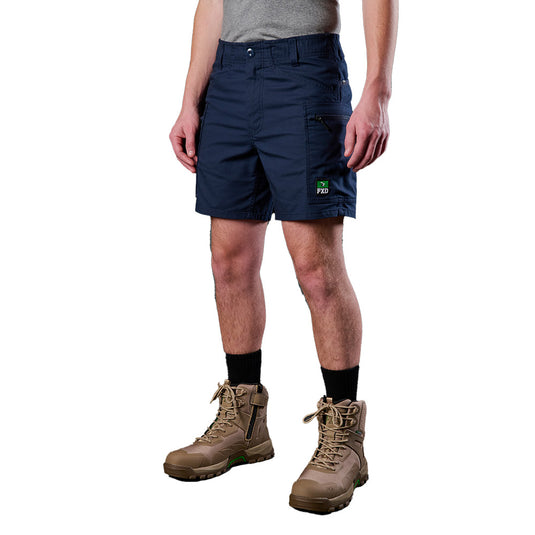 FXD WS-6 Stretch Cargo Short featuring a durable stretch ripstop fabric, elastic comfort waistband, and large dual zip-secure cargo pockets, designed for active safety and workplace efficiency.