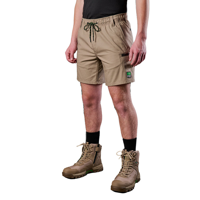 Load image into Gallery viewer, FXD WS-7 Elastic Waist Utility Short features a full elastic waistband with a switchable draw cord, utility pocketing, and durable Stretch Ripstop fabric, ideal for workwear and safety needs.