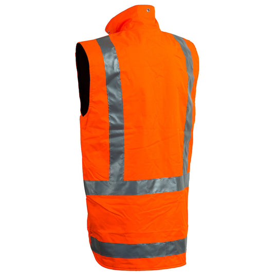 Active StormPlus TTMC-W17 Fleece Lined Vest with reflective stripes, designed for high visibility and waterproof protection, ideal for safety in wet conditions.