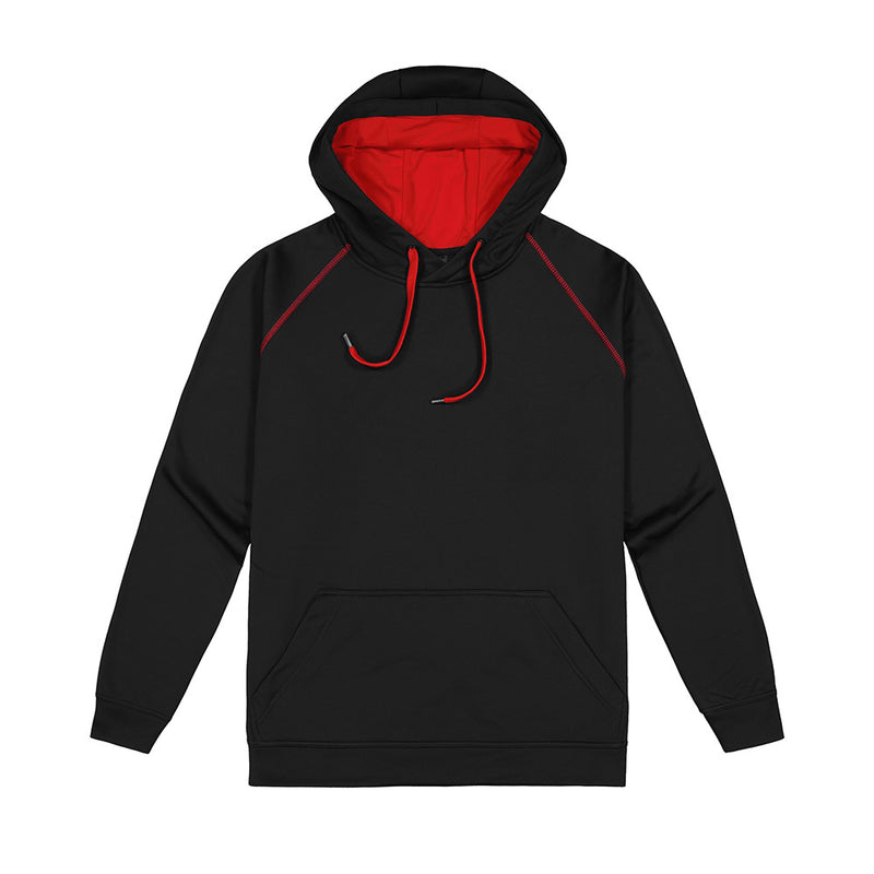 Load image into Gallery viewer, XT Performance Pullover Hoodie, crafted from 270gsm polyester, features raglan sleeves with contrast stitching and cord management. Designed for comfort with a brushed interior, it offers quick-drying, non-shrink, and anti-pill properties.