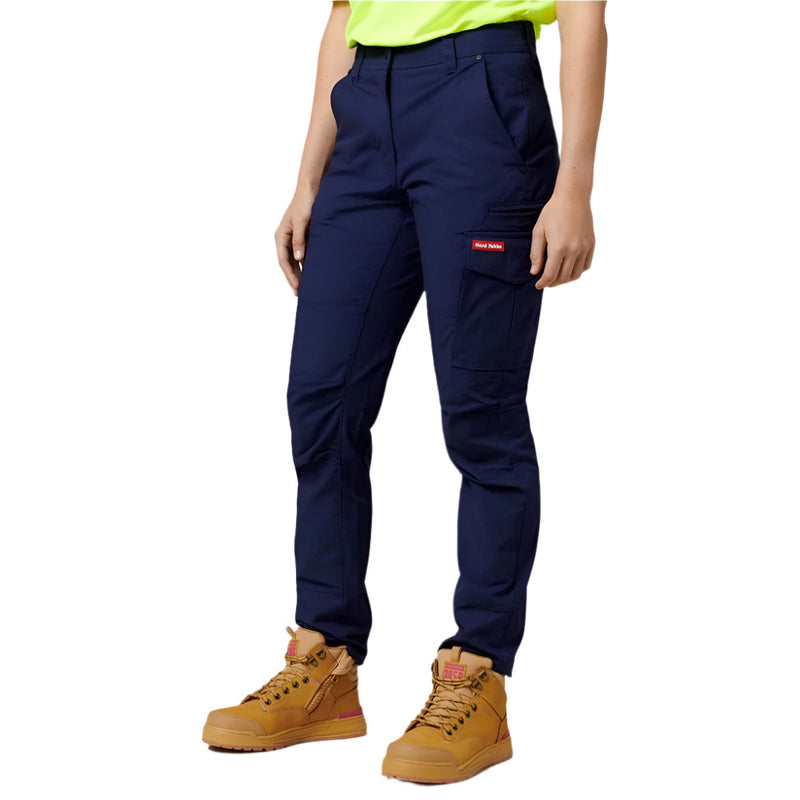 Load image into Gallery viewer, Hard Yakka Womens Ripstop Cargo Pant features durable stretch ripstop fabric with reinforced pockets and a slim, articulated fit, ideal for practical workwear needs. Made with 38% recycled materials for sustainability.