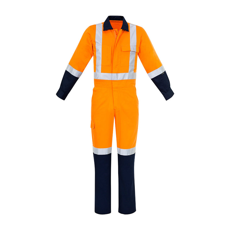 Load image into Gallery viewer, Syzmik TTMC-W17 Cotton Overall showcasing durable 100% cotton drill fabric, two chest pockets, a large cargo pocket, and triple stitching, designed for comfort and utility in safety-focused work environments.