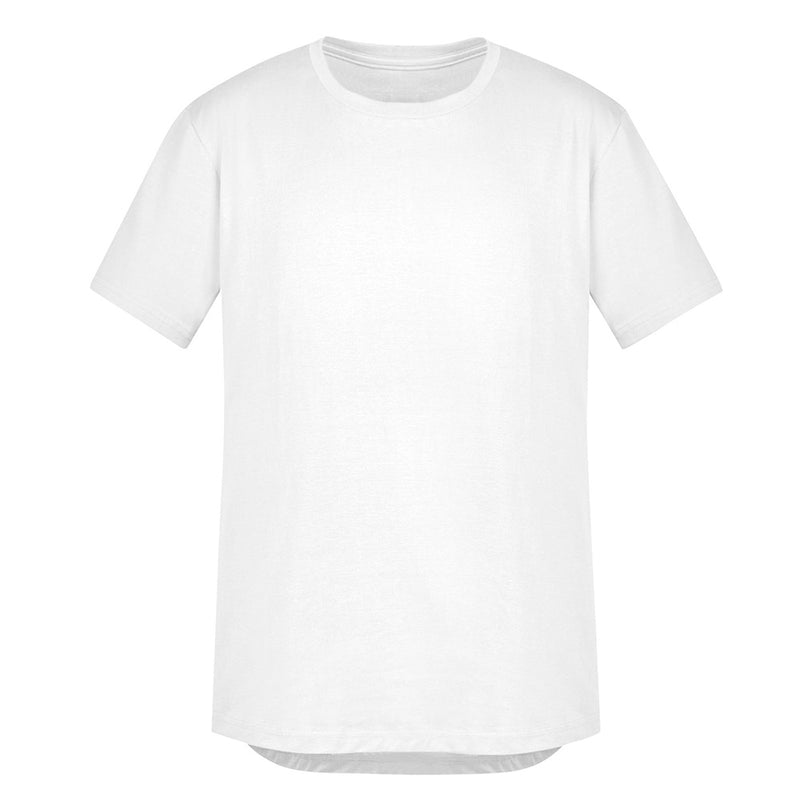 Load image into Gallery viewer, Syzmik Streetworx T-Shirt displayed against a white background, showcasing its modern slim fit, round neck, and longer tail with a curved hem, ideal for active and professional settings.