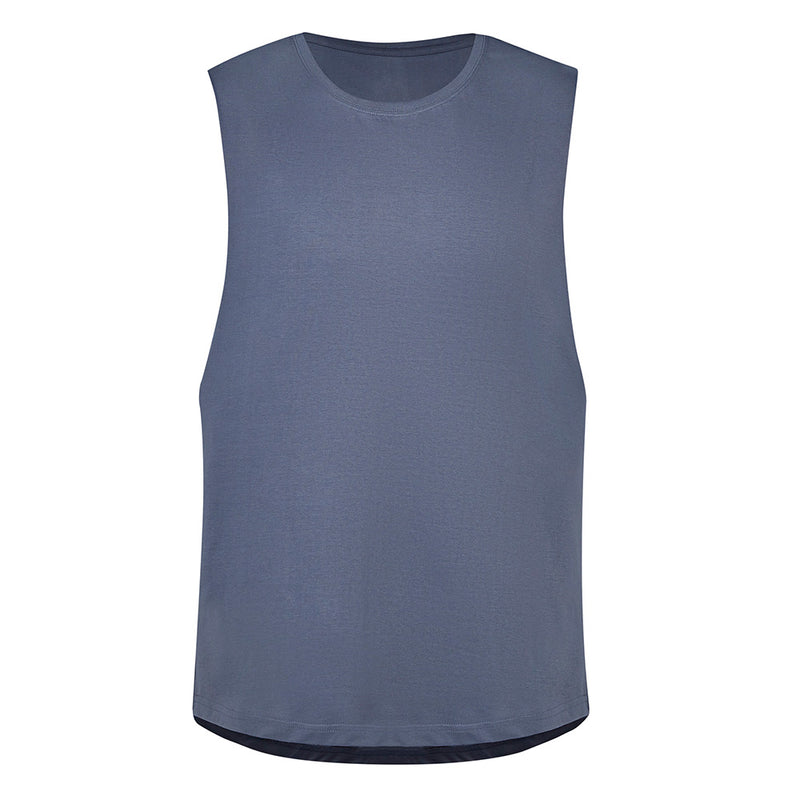 Load image into Gallery viewer, Syzmik Streetworx Sleeveless Tee featuring a lightweight, breathable cotton fabric with a curved hem and taped shoulder for shape retention, ideal for active or safety-focused work environments.
