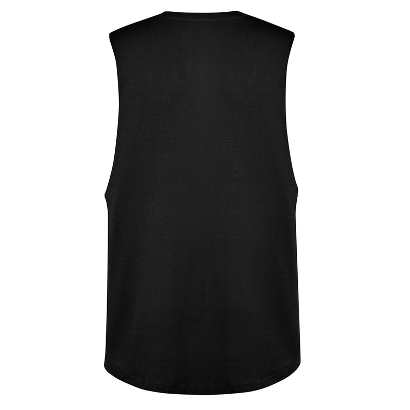 Load image into Gallery viewer, Syzmik Streetworx Sleeveless Tee, showcasing a black tank top design with a soft, breathable cotton fabric and a curved hem, ideal for workwear and active safety environments.