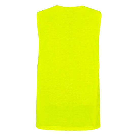 Syzmik Hi Vis Sleeveless Tee, featuring a modern fit with drop armholes and taped shoulders for shape retention, crafted from soft, breathable fabric for comfort, ideal for active work environments.