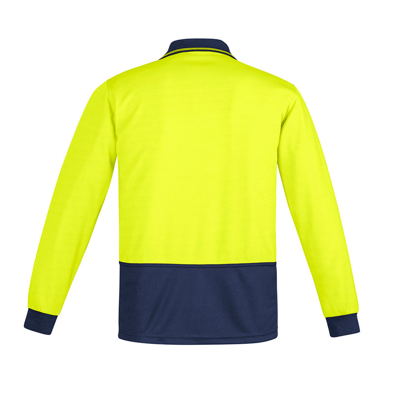 Load image into Gallery viewer, Syzmik Hi Vis Comfort Back L/S Polo Shirt, featuring a chest pocket and long sleeves. Made from a soft, breathable blend of polyester, Tencel, and cotton for enhanced comfort and moisture-wicking properties.