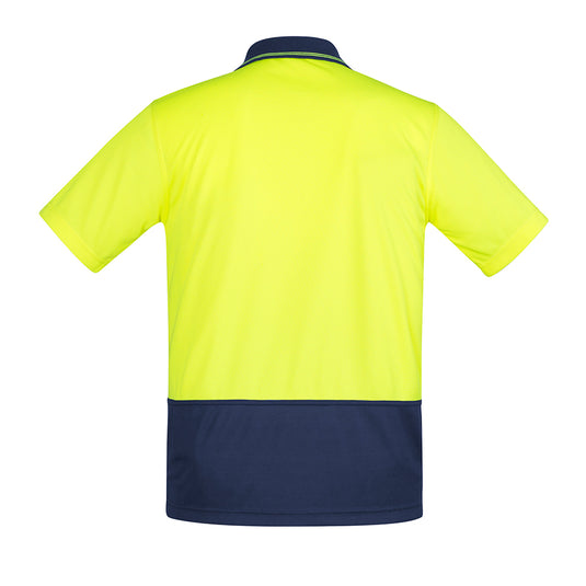 Syzmik Hi Vis Comfort Back S/S Polo Shirt with chest pocket, designed for safety and comfort. Made from a soft, breathable blend of Polyester, Tencel, and Cotton, ideal for active workplace environments.