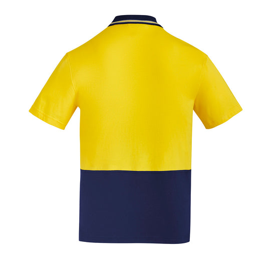 Syzmik Hi Vis Cotton S/S Polo Shirt with chest pocket and pen partition, ideal for safety-focused environments. Made from 100% cotton, this shirt offers UPF 50 protection and static neutrality.