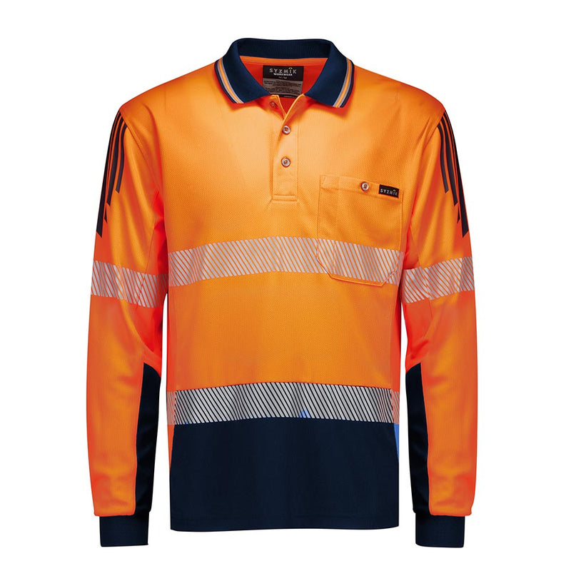 Load image into Gallery viewer, Syzmik Hi Vis Flux Segmented Tape Long Sleeve Polo
