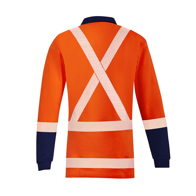 Load image into Gallery viewer, Syzmik FR TTMC-W17 X-Back Taped L/S Polo, featuring FR-rated reflective tape, concealed placket, chest pocket, and durable MODATech® fabric for breathable, antistatic protection, ideal for safety-focused work environments.