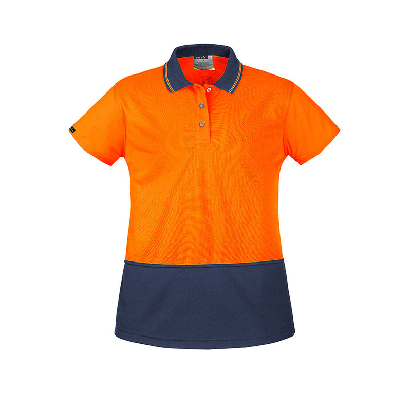 Load image into Gallery viewer, Syzmik Womens Hi Vis Basic Short Sleeve Polo, designed for optimal fit and safety, featuring moisture-wicking and quick-dry polyester, ideal for active work environments.