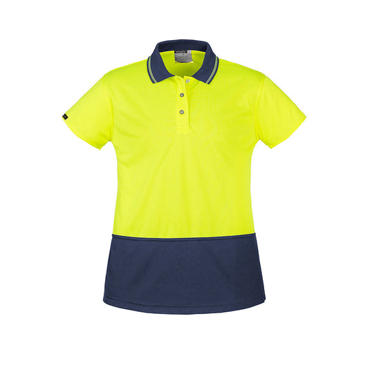 Syzmik Womens Hi Vis Basic Short Sleeve Polo designed for optimal fit and functionality, featuring moisture-wicking, quick-dry fabric with UPF 50 protection, ideal for safety-focused work environments.