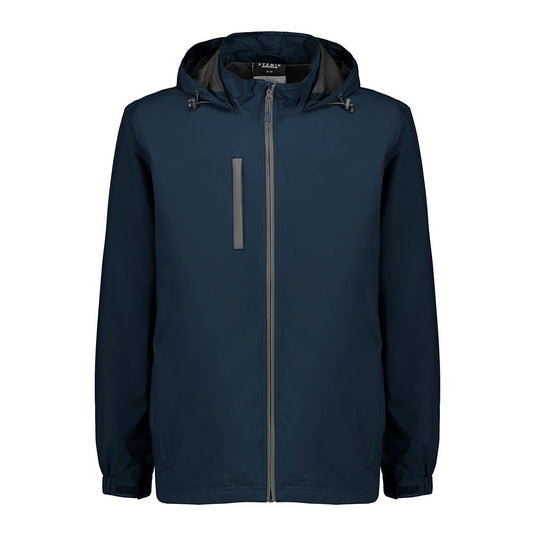 Syzmik Unisex Super Light Packable Rain Jacket offers lightweight, waterproof protection with a breathable mesh lining and multiple secure zip pockets, ideal for active safety and work environments.