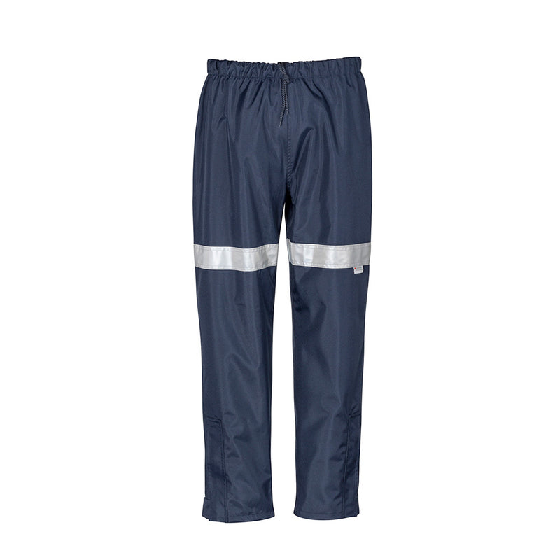 Load image into Gallery viewer, Syzmik Taped Storm Trouser featuring reflective stripes, elasticated waist, seam-sealed waterproof 300D Oxford Polyester fabric, and ankle zip opening, ideal for safety and work environments.