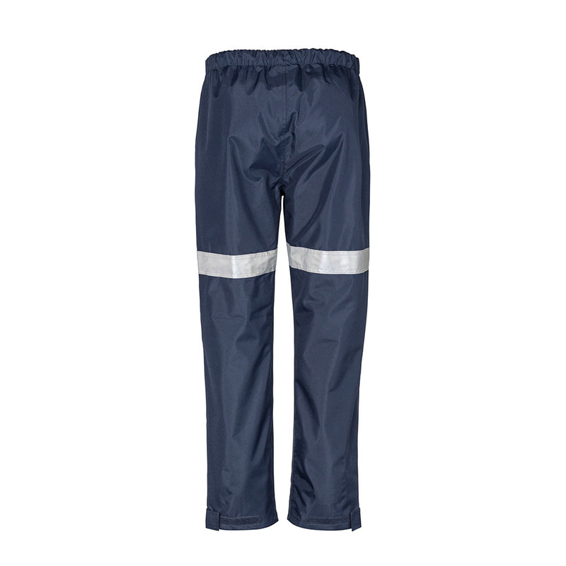Load image into Gallery viewer, Syzmik Taped Storm Trouser, featuring reflective stripes, elasticated waist, and ankle zip opening, designed with 100% Oxford Polyester for waterproof protection and durability, ideal for safety and work environments.