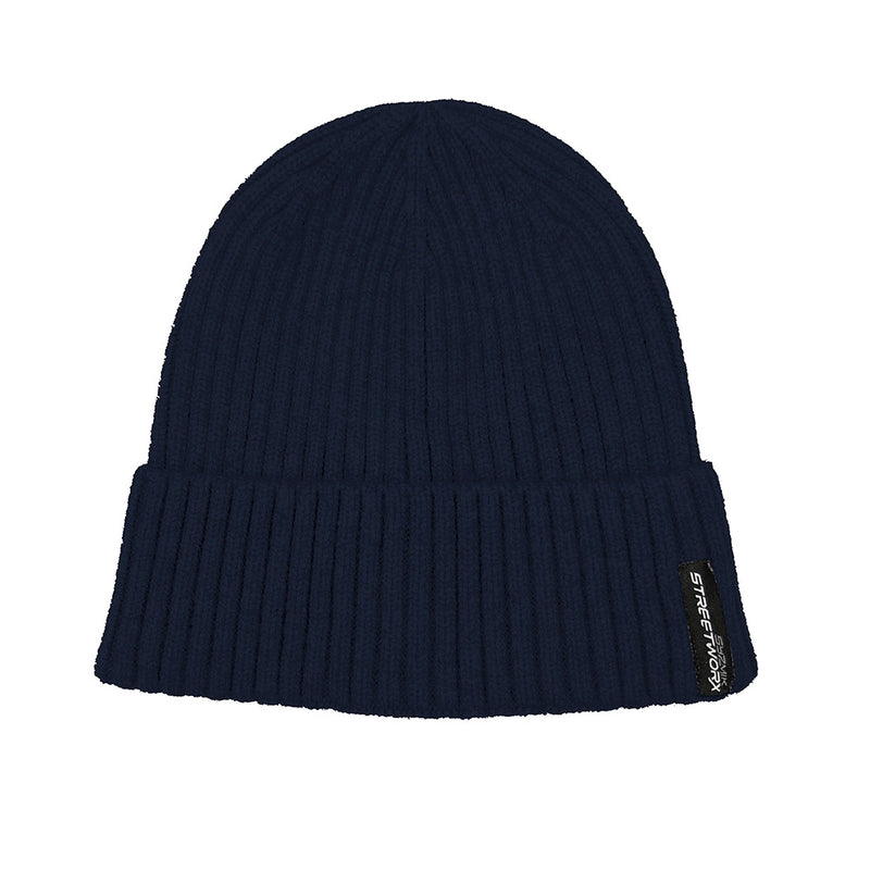 Load image into Gallery viewer, Syzmik Streetworx Beanie, a soft, warm Fisherman knit cap made of 100% Acrylic, ideal for cold weather. Perfect for safety-conscious work environments, aligning with Active Safety's focus on reliable workwear.