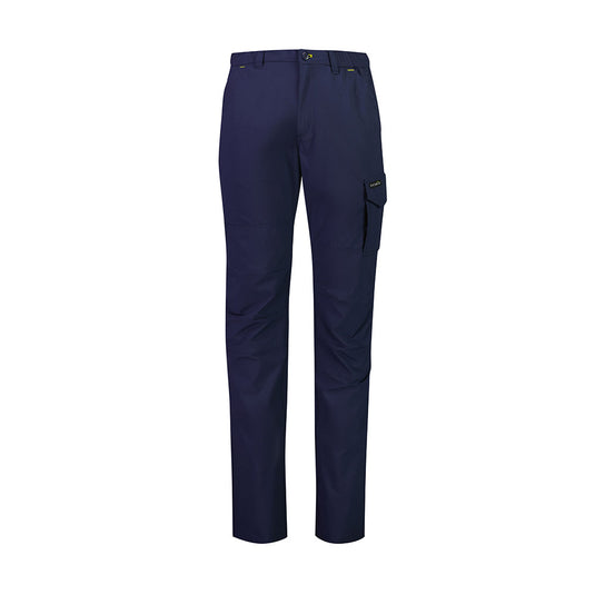 Syzmik Mens Lightweight Outdoor Pant with elasticated waist, triple stitch crotch, reinforced pockets, and modern fit, ideal for active safety and work environments requiring comfort and durability.
