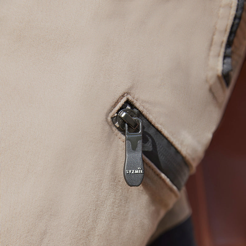 Load image into Gallery viewer, Syzmik Streetworx Stretch Pant featuring black bonded zips on large pockets and elastic cuff hem, designed for comfort and mobility with stretch pleating at key points for enhanced flexibility.