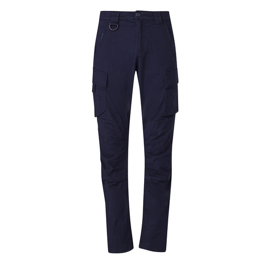 Syzmik Streetworx Curved Cargo Pant featuring modern straight fit with multiple utility pockets, double-layer knee fabric, and curved leg panels for 3D shaping, ideal for active work environments.