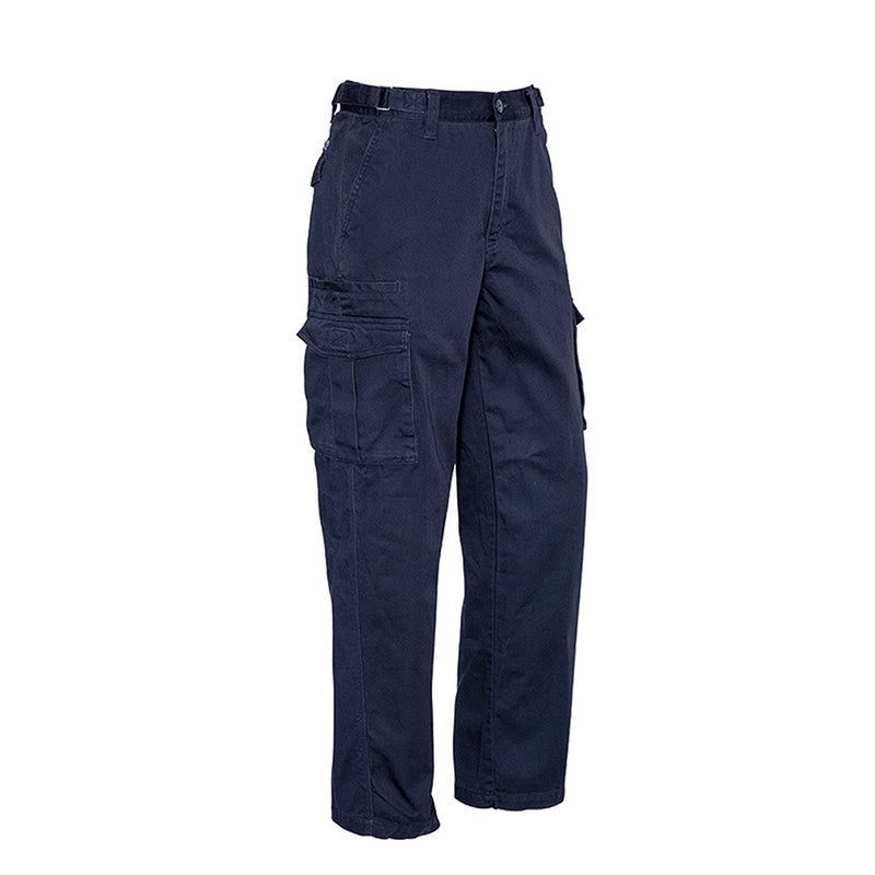 Load image into Gallery viewer, Syzmik Basic Cargo Pant, Navy, showcasing eight functional pockets, reinforced stress points, and an adjustable waistband, ideal for workplace utility and safety, aligns with Active Safety's quality workwear standards.