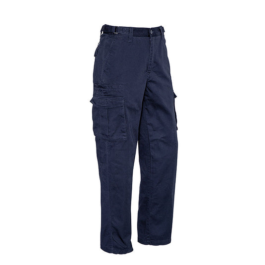 Syzmik Basic Cargo Pant, Navy, showcasing eight functional pockets, reinforced stress points, and an adjustable waistband, ideal for workplace utility and safety, aligns with Active Safety's quality workwear standards.
