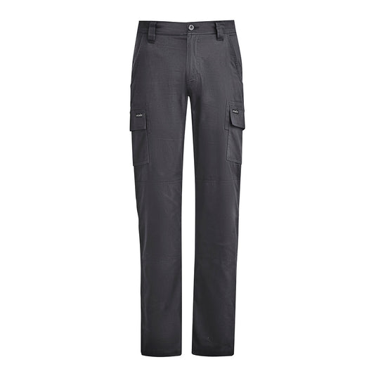 Syzmik Lightweight Drill Cargo Pant featuring two large cargo pockets, reinforced knees, and a modern slim fit design, ideal for workplace safety and durability in hot conditions.